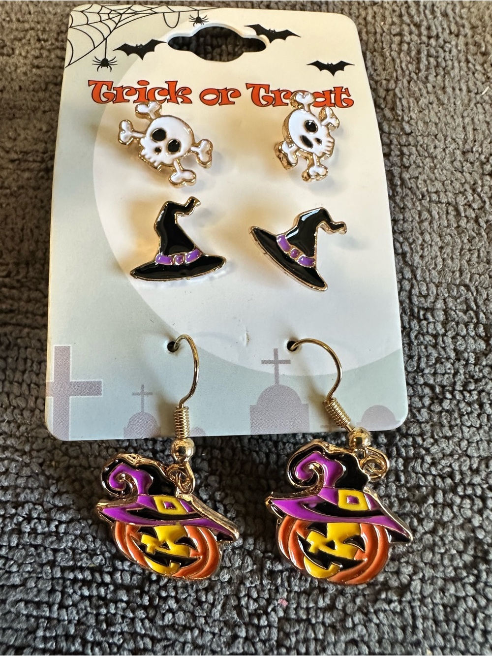 Unk Halloween Kids Earring Set - Purple, Orange, White, Black